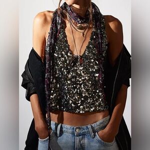 Free People Faye Shine Embellished Vest